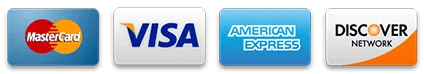 Visa, Mastercard, American Express and Discover accepted