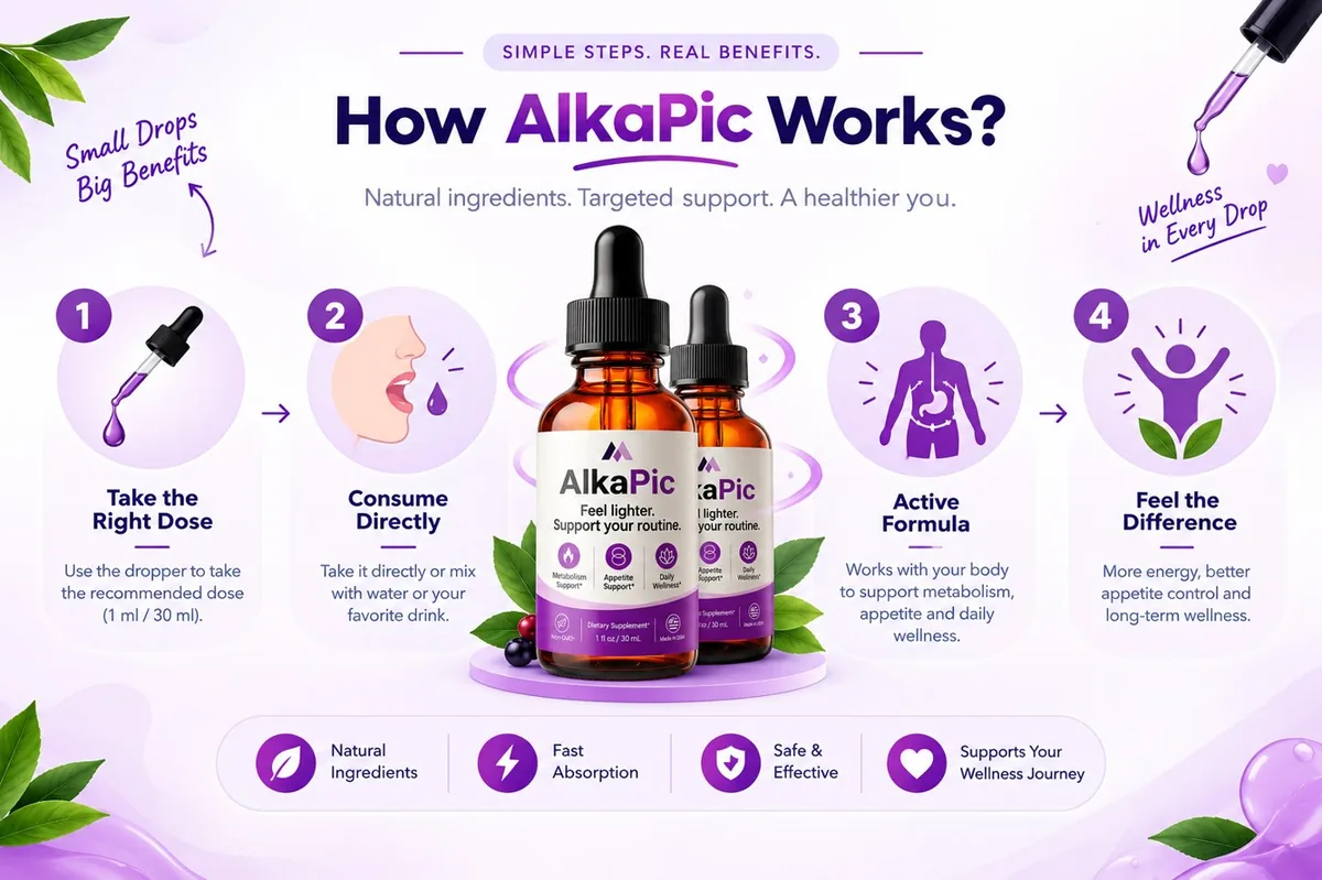 How AlkaPic works: take the right dose, consume directly, active formula, feel the difference